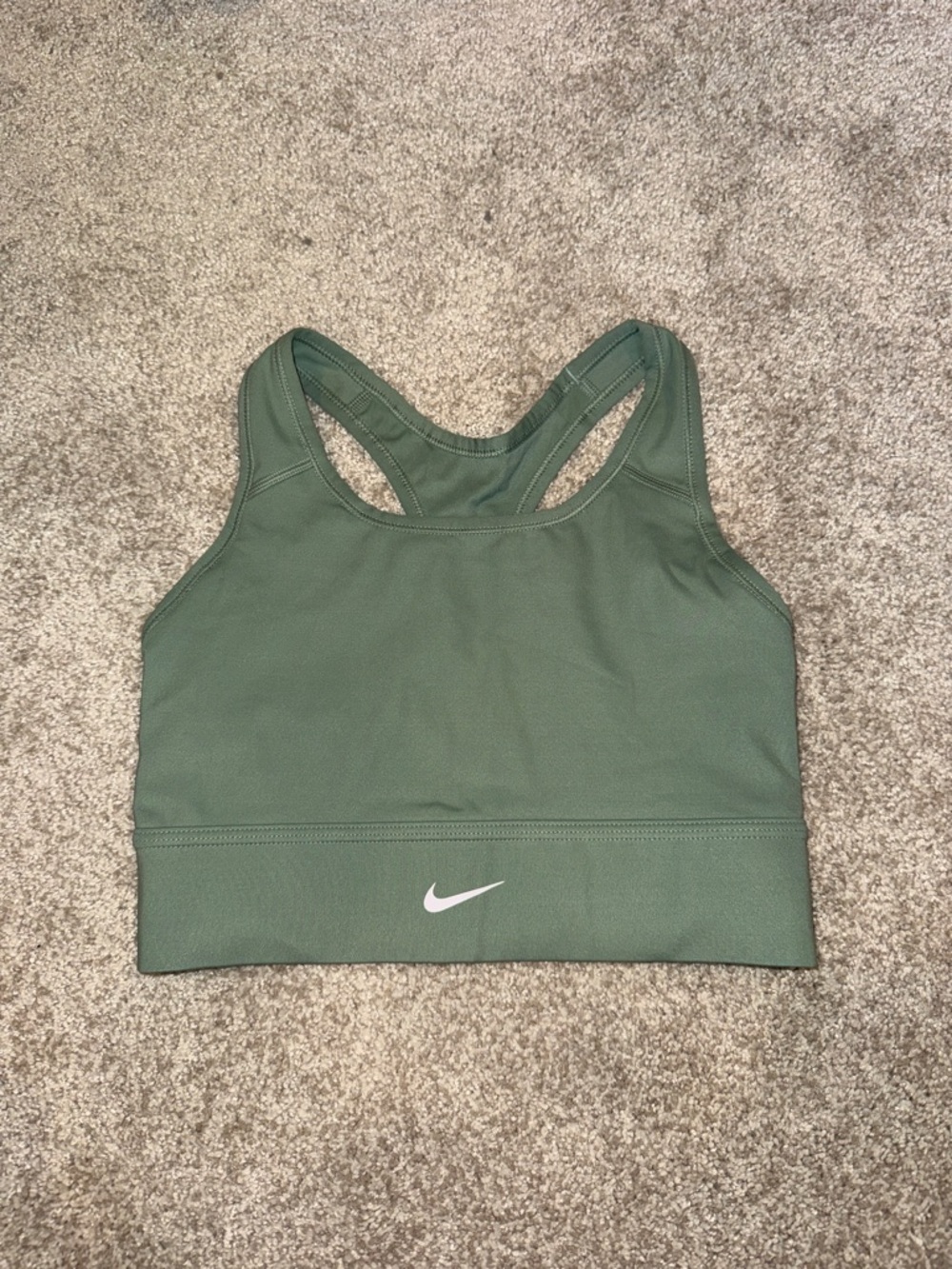 Nike Green Racerback Sports Bra with White Swoosh